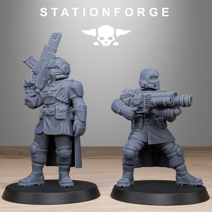 Vaskar Patrol, Imperial Army proxy miniature, 28mm heroic scale unpainted resin, view 3