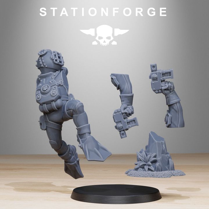 Imperial Army Grim Guard Divers (10 Units), 28mm heroic scale unpainted resin, view 2