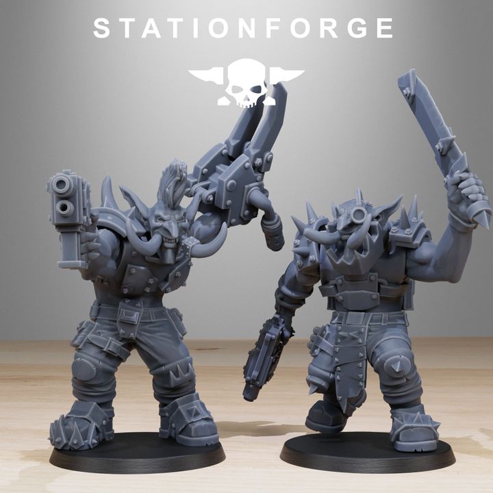 Orks Trolls (10 Units), proxy miniature, squad, 28mm heroic scale unpainted resin, view 4