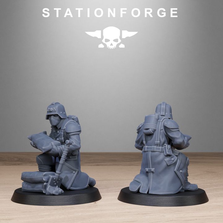 Grim Guard Chill Squad, Imperial Army proxy miniature, 28mm heroic scale unpainted resin, view 9