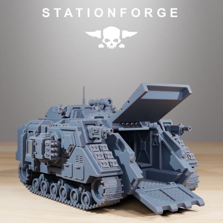 Space Knights Dominator Tank, proxy miniature, 28mm heroic scale unpainted resin, view 3