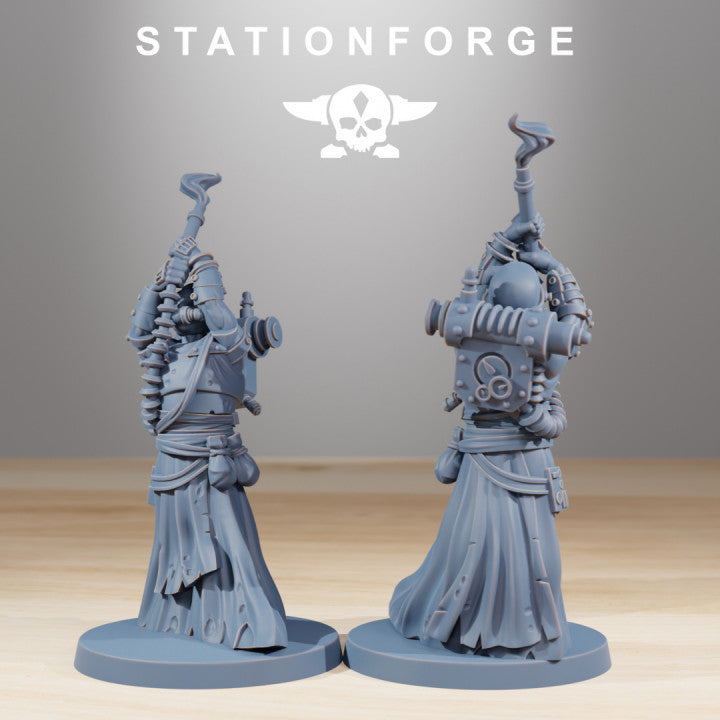 Scavenger Cultists, Tech Priests proxy miniature, 28mm heroic scale unpainted resin, view 6