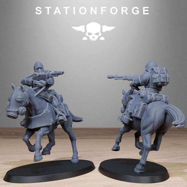 Royal Guard Cavalry, Imperial Army proxy miniature, 28mm heroic scale unpainted resin, view 9