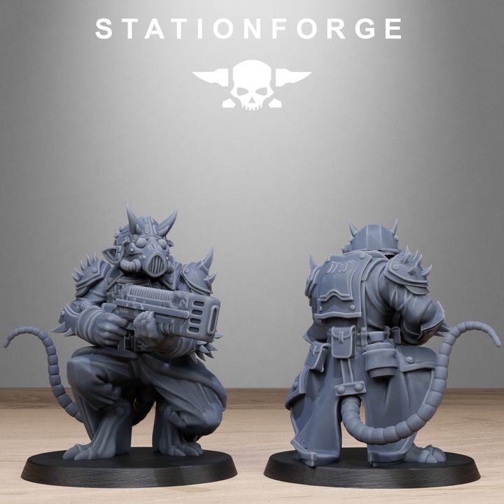 Dark Space Knights Guard Raticus, proxy miniature, infantry, 28mm heroic scale unpainted resin, view 3