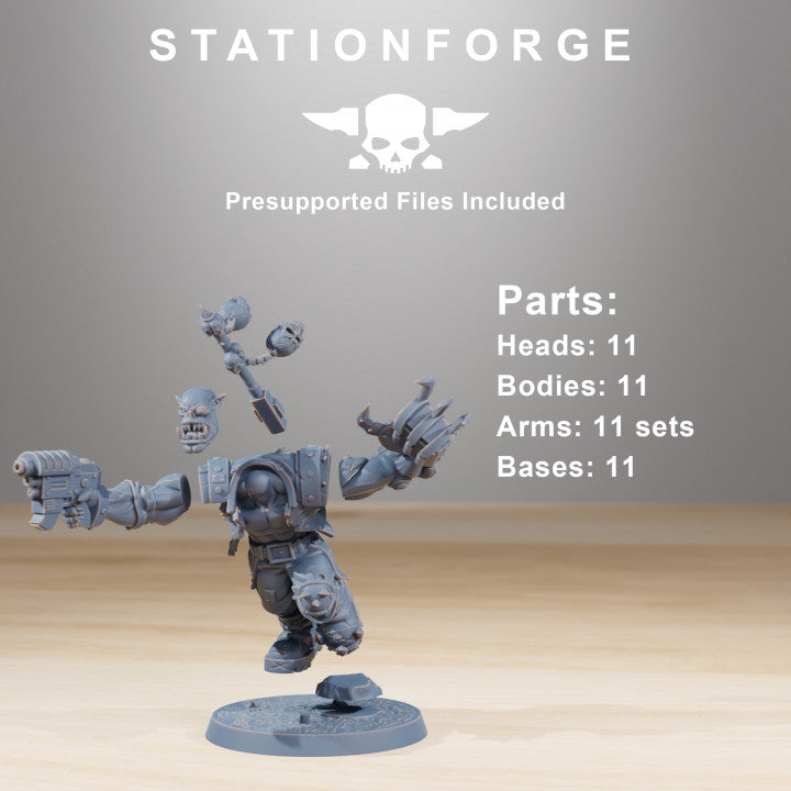 Orks Infantry, proxy miniature, 28mm heroic scale unpainted resin, view 2