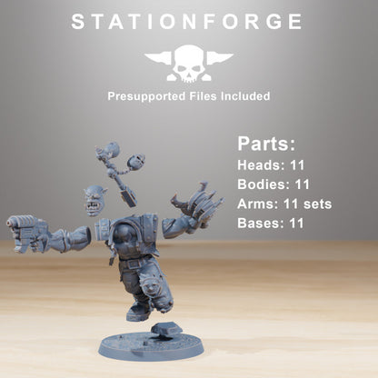 Orks Infantry, proxy miniature, 28mm heroic scale unpainted resin, view 2