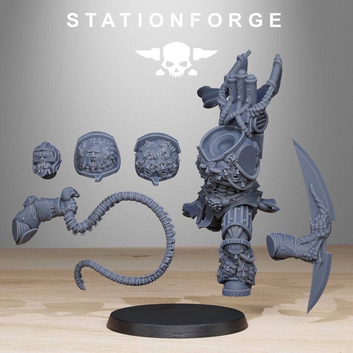 Dark Space Knights Punisher V2, proxy miniature, 28mm heroic scale unpainted resin, view 2