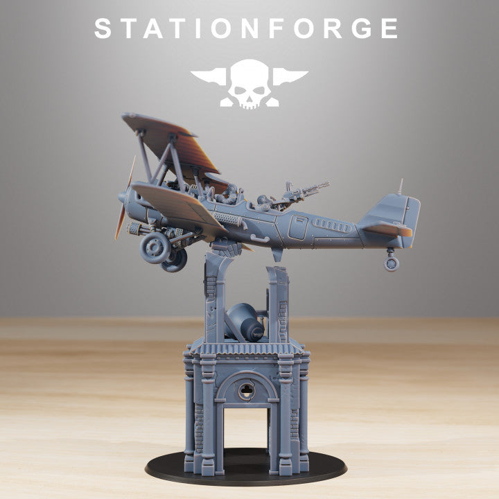 Grim Guard Sf-14A Biplane, Imperial Army proxy miniature, infantry, 28mm heroic scale unpainted resin, view 8