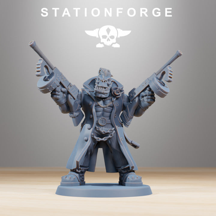 Orks Mobsta, proxy miniature, 28mm heroic scale unpainted resin, view 4