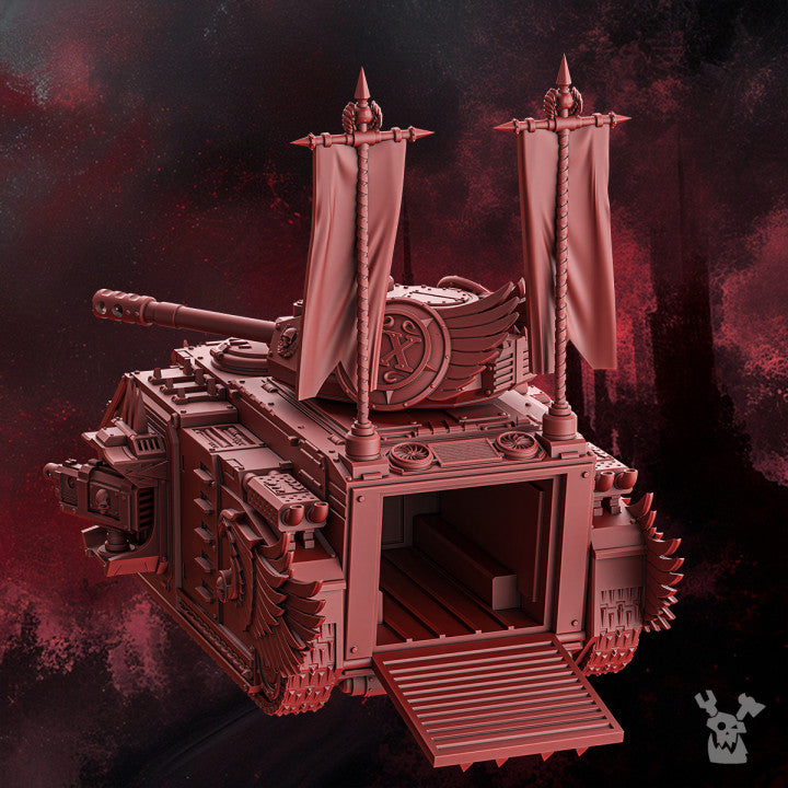 Crimson Knights Apc, proxy miniature, transport, 28mm heroic scale unpainted resin, view 2