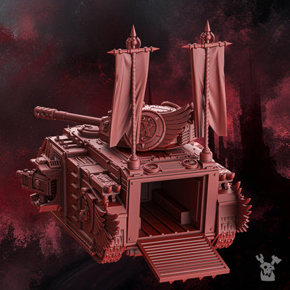 Crimson Knights Apc, proxy miniature, transport, 28mm heroic scale unpainted resin, view 2