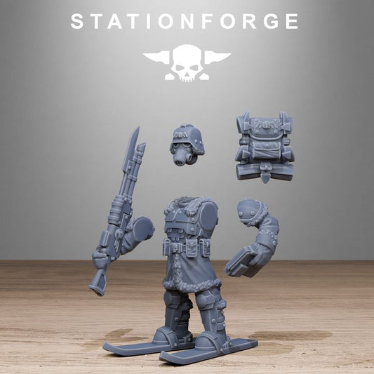 Grim Guard Frostwatch Patrol, Imperial Army proxy miniature, infantry, 28mm heroic scale unpainted resin, view 2