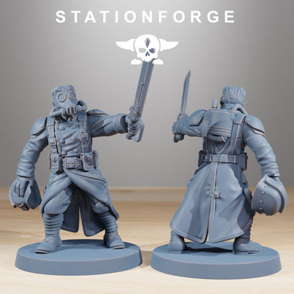Grim Guard Acolytes, Imperial Army proxy miniature, infantry, 28mm heroic scale unpainted resin, view 3