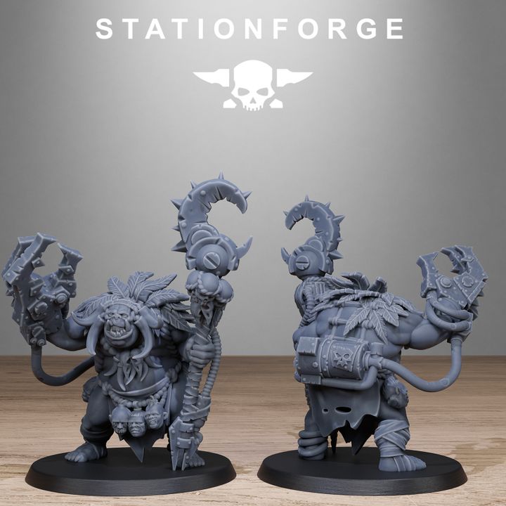 Orks Tribal Infantry, proxy miniature, 28mm heroic scale unpainted resin, view 2