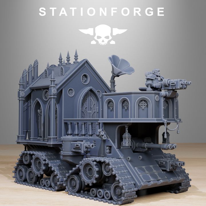 Imperial Army Tank, proxy miniature, 28mm heroic scale unpainted resin, view 2