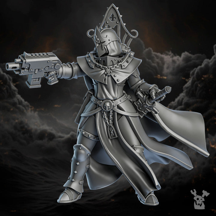 Battle Sisters Of Great Guilt, proxy miniature, 28mm heroic scale unpainted resin, view 2