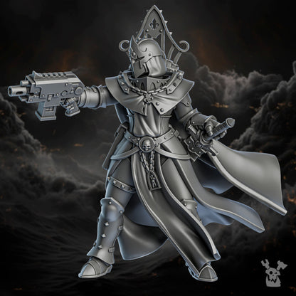 Battle Sisters Of Great Guilt, proxy miniature, 28mm heroic scale unpainted resin, view 2