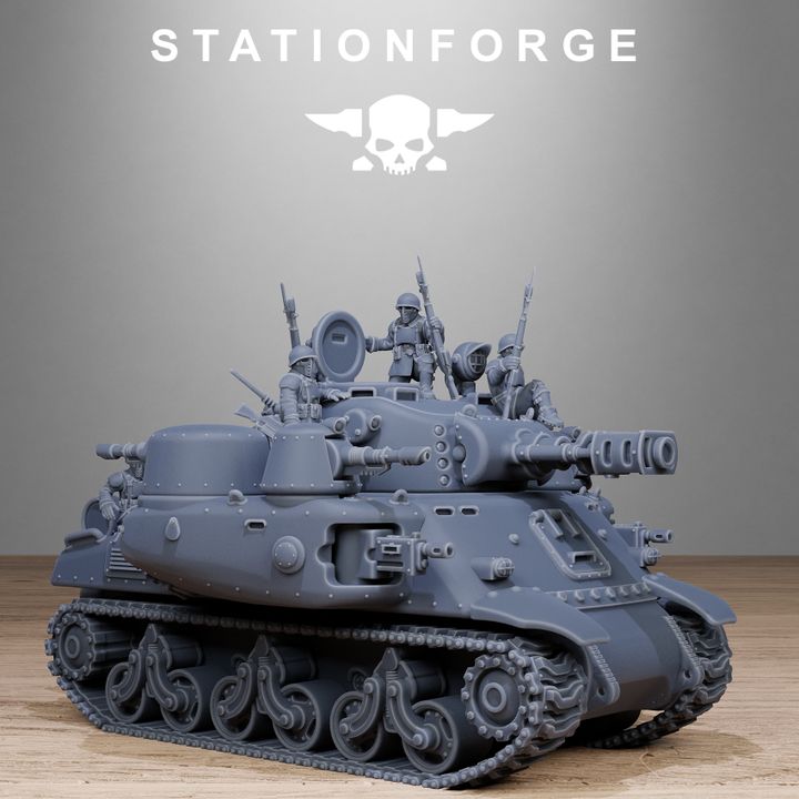 Free Guard Battle Tank, Imperial Army proxy miniature, 28mm heroic scale unpainted resin, view 2