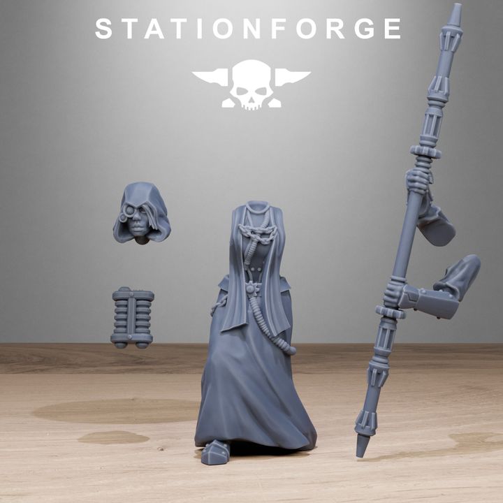 Scavenger Sister Priests, Battle Sisters proxy miniature, character, 28mm heroic scale unpainted resin, view 2