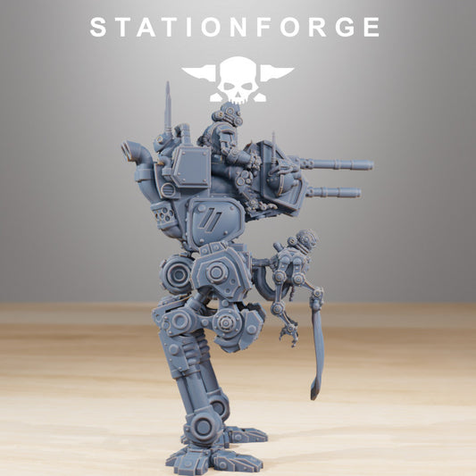 Scavenger Walker, Tech Priests proxy miniature, 28mm heroic scale unpainted resin, view 2