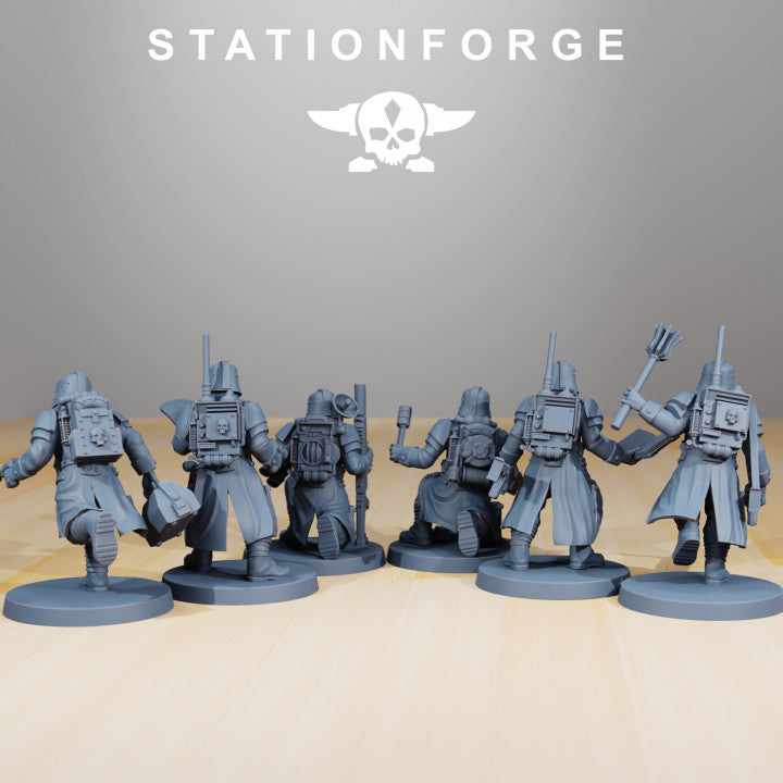 Grim Guard Supporters, Imperial Army proxy miniature, infantry, 28mm heroic scale unpainted resin, view 5