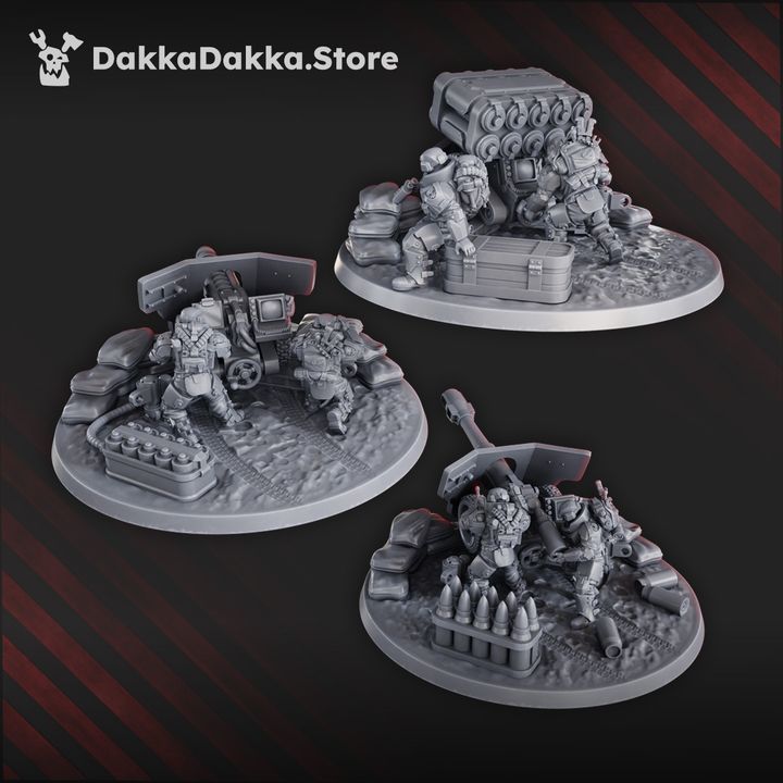 Phaeton Guard Heavy Artillery Team, Imperial Army proxy miniature, squad, 28mm heroic scale unpainted resin, view 2