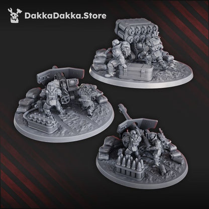 Phaeton Guard Heavy Artillery Team, Imperial Army proxy miniature, squad, 28mm heroic scale unpainted resin, view 2