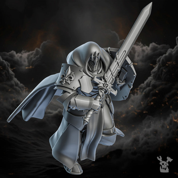 Battle Sisters Thorn Knights, proxy miniature, 28mm heroic scale unpainted resin, view 8