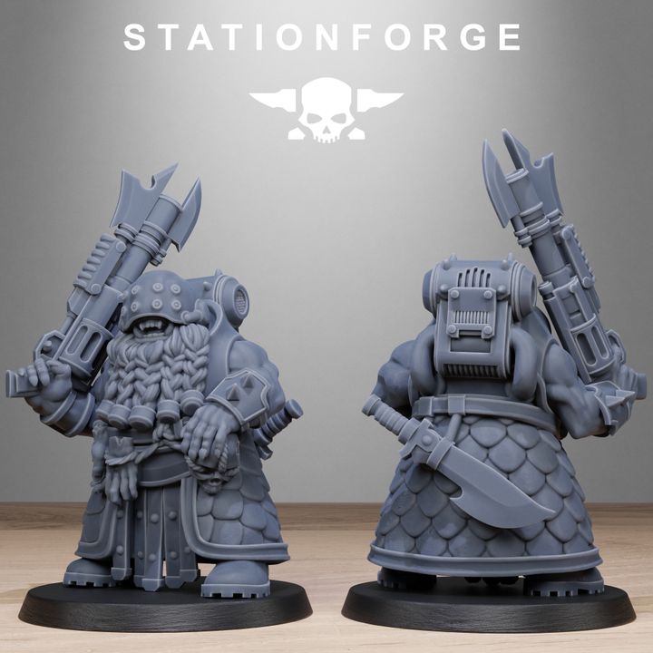 Dark Space Knights Guard Dwarves, proxy miniature, infantry, 28mm heroic scale unpainted resin, view 3