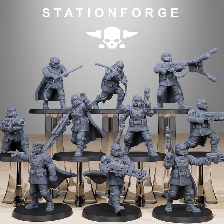 Imperial Army Vaskar Hunters With Monster (11 Units), 28mm heroic scale unpainted resin, view 2
