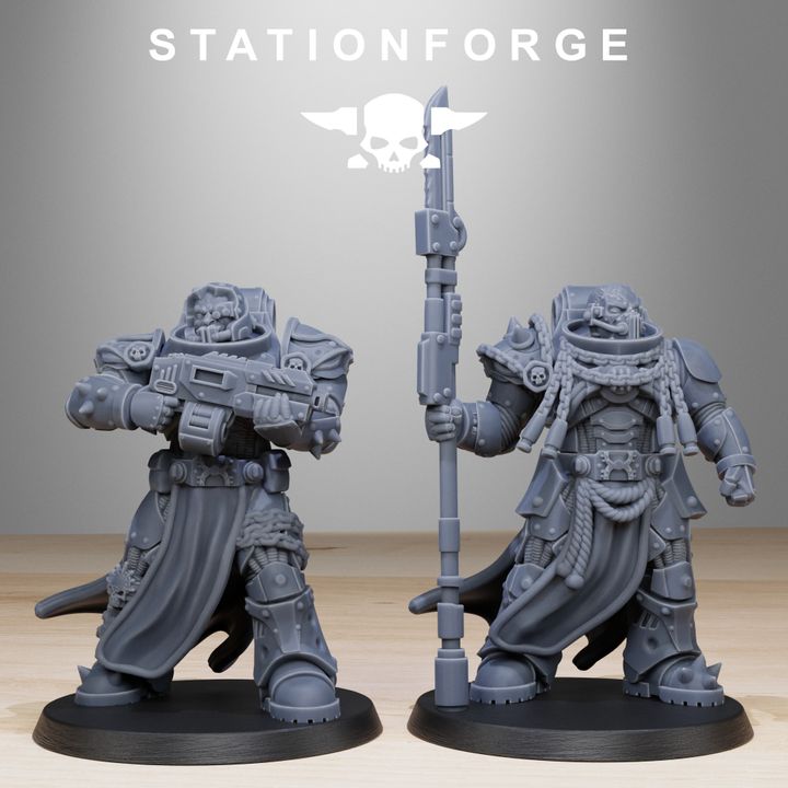 Space Knights Militants (10 Units), proxy miniature, squad, 28mm heroic scale unpainted resin, view 2