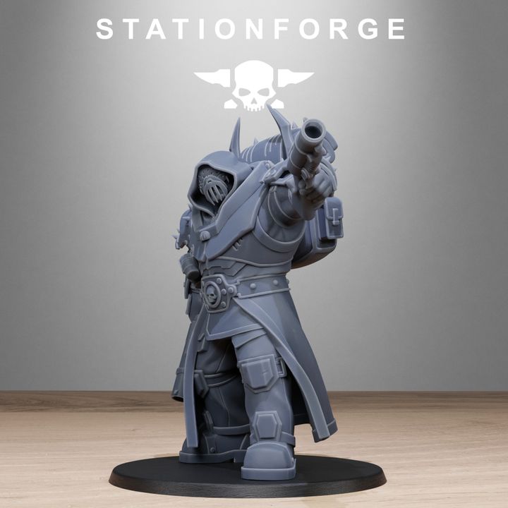 Dark Space Knights Guard Destructor, proxy miniature, infantry, 28mm heroic scale unpainted resin, view 2