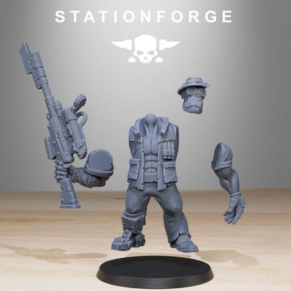 Orks Team Fighters With Gun (10 Units), proxy miniature, squad, 28mm heroic scale unpainted resin, view 2