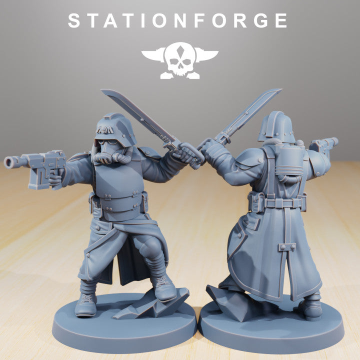 Grim Guard Command Force, Imperial Army proxy miniature, infantry, 28mm heroic scale unpainted resin, view 2