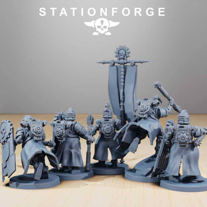 Scavenger Legio, Tech Priests proxy miniature, 28mm heroic scale unpainted resin, view 3