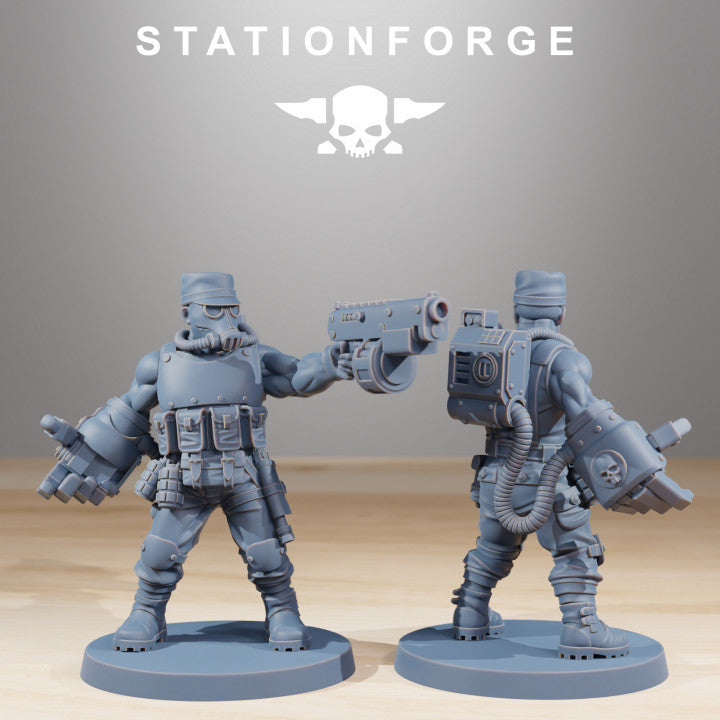 Grim Guard Hunters, Imperial Army proxy miniature, infantry, 28mm heroic scale unpainted resin, view 7
