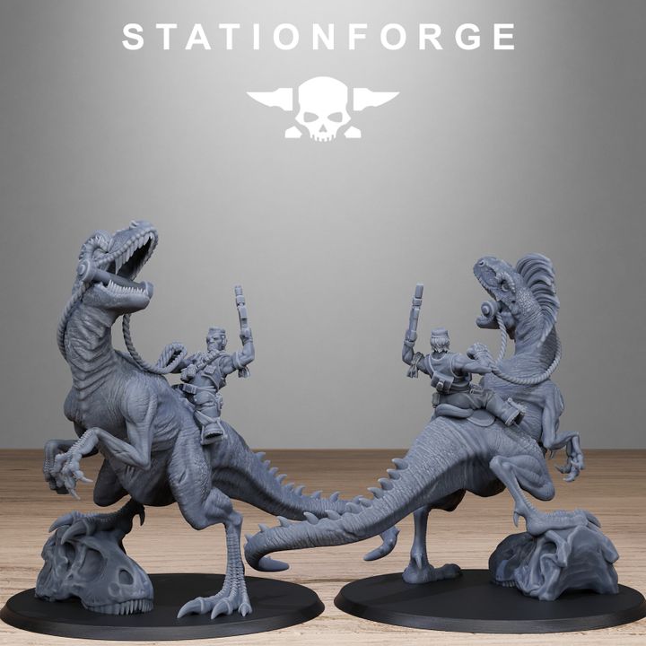 Grim Guard Jungle Raptors, Imperial Army proxy miniature, infantry, 28mm heroic scale unpainted resin, view 2