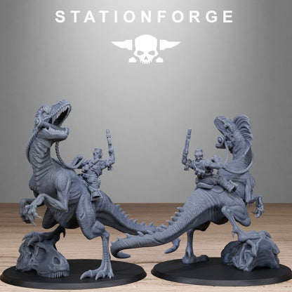 Grim Guard Jungle Raptors, Imperial Army proxy miniature, infantry, 28mm heroic scale unpainted resin, view 2