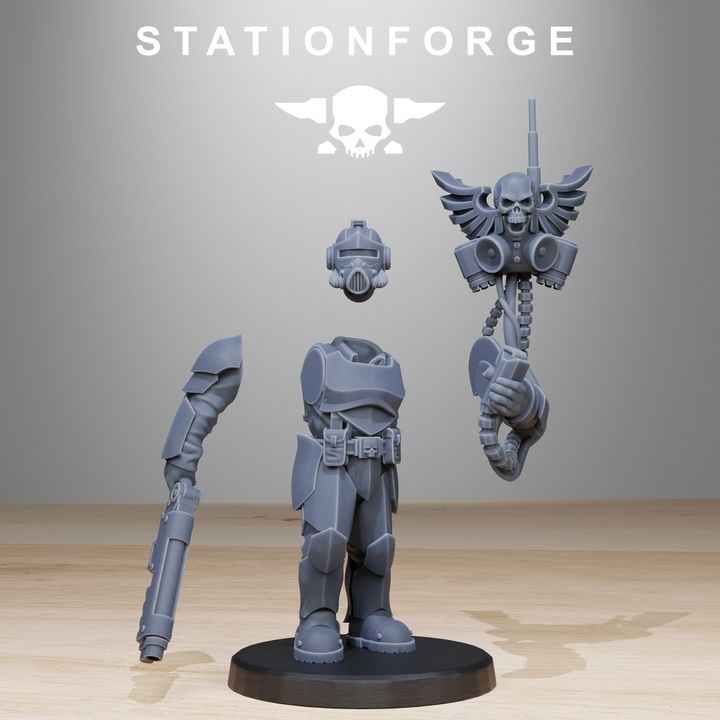 Imperial Army Grim Guard Enforcers (11 Units), 28mm heroic scale unpainted resin, view 2