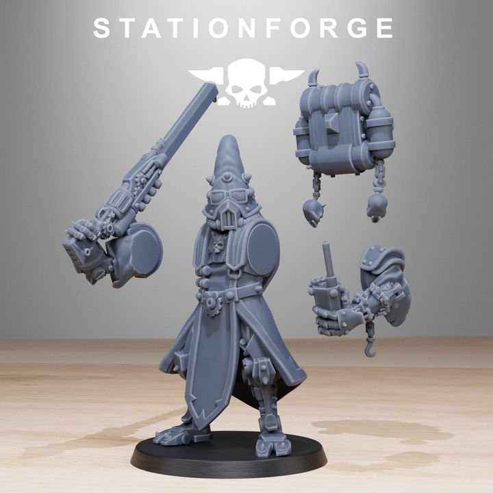 Tech Priests Scavenger Hooded Cultists (10 Units), 28mm heroic scale unpainted resin, view 2