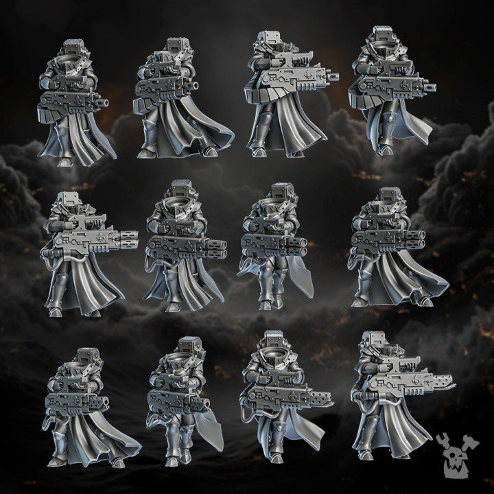 Battle Sisters Heavy Sisters Squad, proxy miniature, 28mm heroic scale unpainted resin, view 3