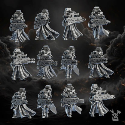 Battle Sisters Heavy Sisters Squad, proxy miniature, 28mm heroic scale unpainted resin, view 3