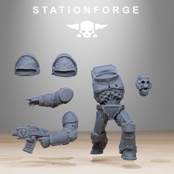 Space Knights Zombies (10 Units), proxy miniature, squad, 28mm heroic scale unpainted resin, view 2
