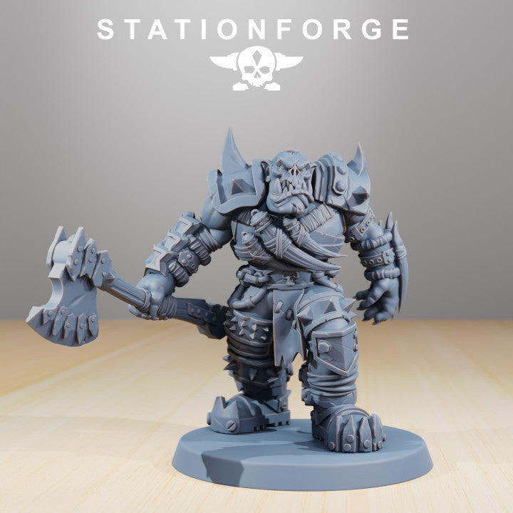 Orks Strappaz, proxy miniature, 28mm heroic scale unpainted resin, view 2