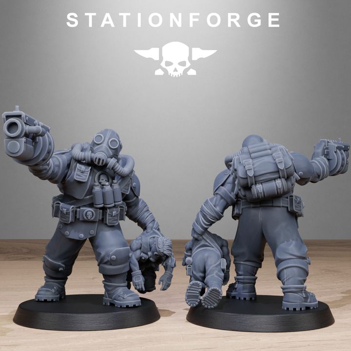 Grim Guard Jungle Fighter Mutants, Imperial Army proxy miniature, infantry, 28mm heroic scale unpainted resin, view 2