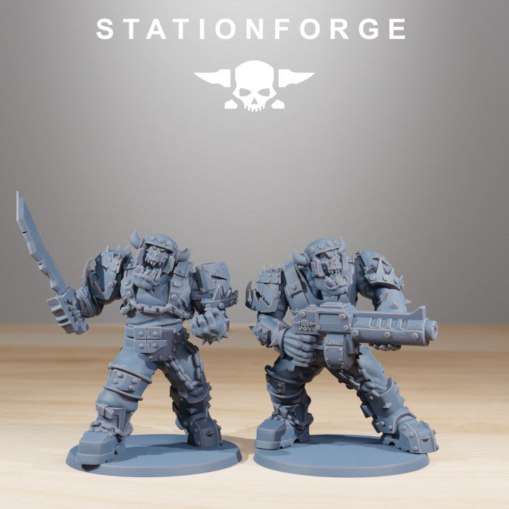 Orks Berserkers, proxy miniature, 28mm heroic scale unpainted resin, view 5