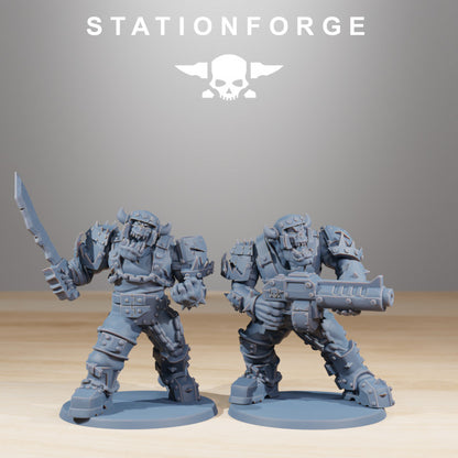 Orks Berserkers, proxy miniature, 28mm heroic scale unpainted resin, view 5