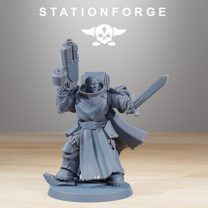 Space Knights Legion Infantry Sergeant, proxy miniature, character, 28mm heroic scale unpainted resin, view 7