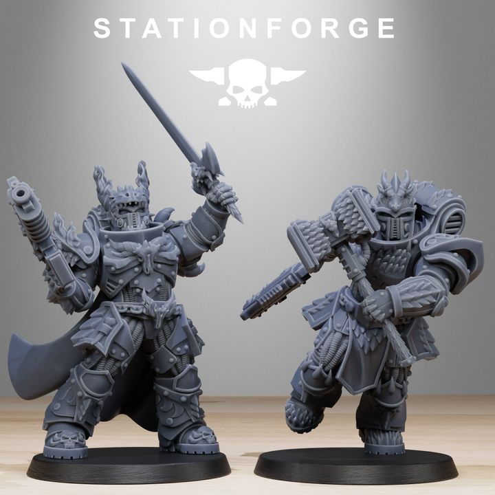 Space Knights Dragon Knights (10 Units), proxy miniature, squad, 28mm heroic scale unpainted resin, view 5