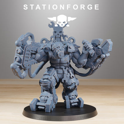 Orks Exo Boss With Drill, proxy miniature, character, 28mm heroic scale unpainted resin, view 2